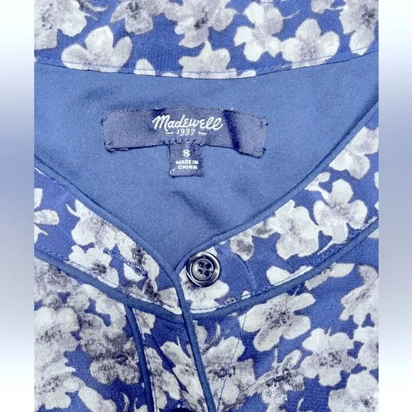 Madewell Silk Shirtdress in Newsprint Floral 8 - Picture 7 of 7